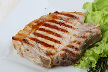 Grilled pork steak