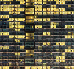 Balcony pattern of building at night