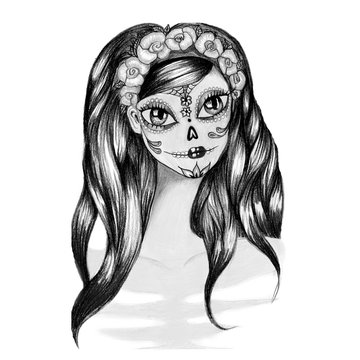Sugar skull lady with paint