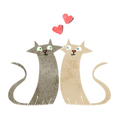 retro cartoon cats in love