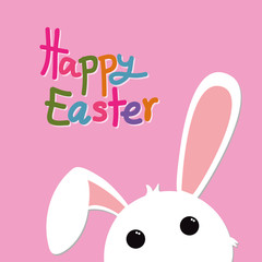 Easter rabbit on pink and colorful text