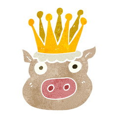 retro cartoon crowned pig