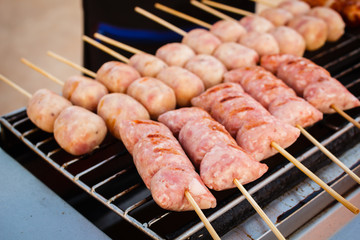 Grilled sausages.