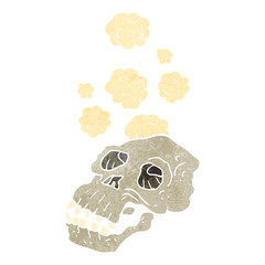 retro cartoon ancient skull