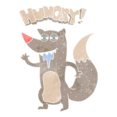 retro cartoon hungry wolf