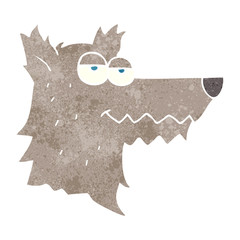 retro cartoon wolf head