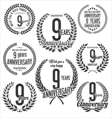 Anniversary laurel wreath retro vintage design