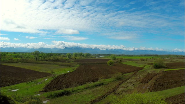 Scenic view of beautiful nature of countryside under cloudy sky, Georgia, Guria