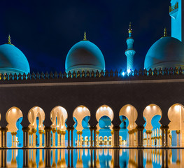 Sheikh Zayed Grand Mosque, Abu Dhabi, UAE. The 3rd largest mosque in the world with four minarets.