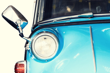 Close Up of Headlight Lamp Vintage Classic Car. (Vintage Effect Style)