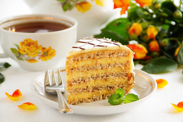 Esterhazy homemade cake with physalis.