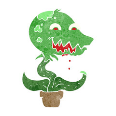 retro cartoon monster plant