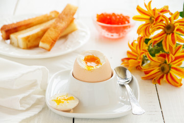 Boiled egg for breakfast.