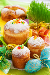 Easter cakes on the holiday table.