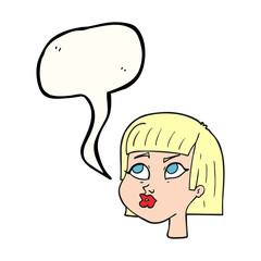speech bubble cartoon female face