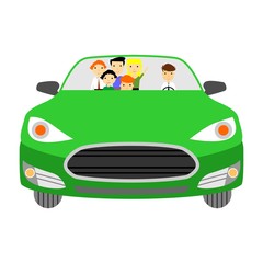 the green  car