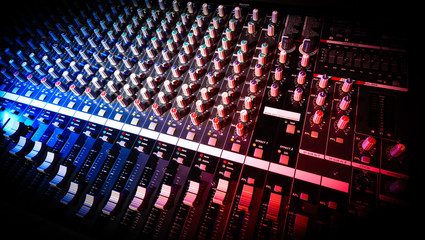 detail mixer in red and blue light with great perspective, the version with dark corners