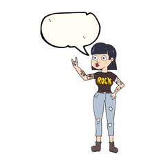 speech bubble cartoon rock girl