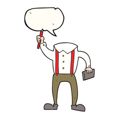 speech bubble cartoon headless body with notepad and pen (add ow
