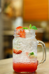 Iced Drink With Strawberry And Lemon