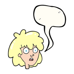 speech bubble cartoon female face