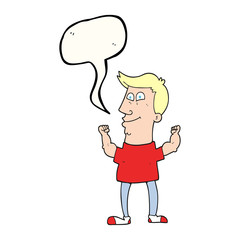 speech bubble cartoon celebrating man