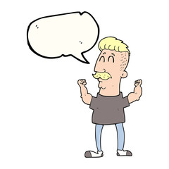 speech bubble cartoon celebrating man