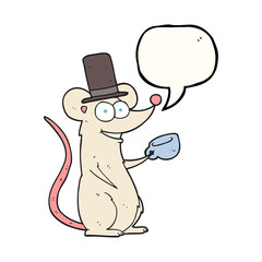 speech bubble cartoon mouse with teacup