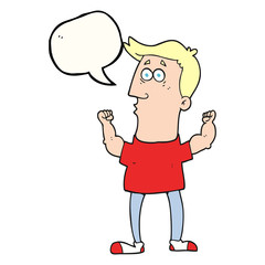 speech bubble cartoon surprised man flexing biceps