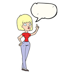 speech bubble cartoon woman with idea