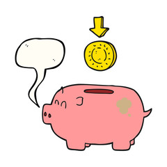 speech bubble cartoon piggy bank