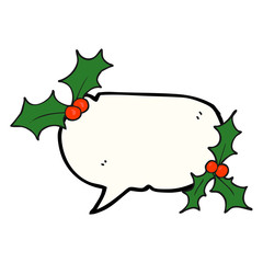 speech bubble cartoon christmas holly