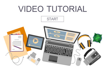 Flat design banner for  video edition.