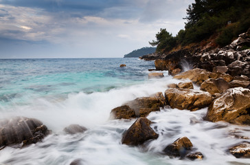 Obraz premium Saliara Beach (called Marble Beach), beautiful white beach in Th