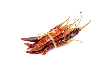 Dried chilli peppers isolated on white background