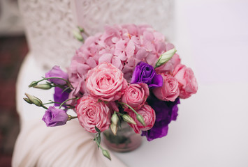 Wonderful luxury wedding bouquet of different flowers