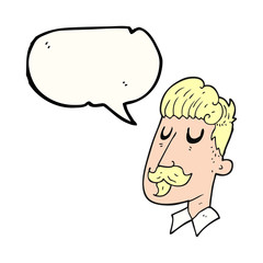 speech bubble cartoon man with mustache