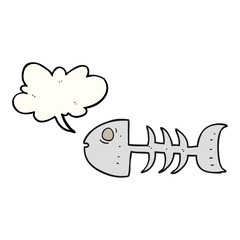 speech bubble cartoon fish bones