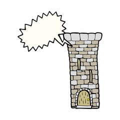 speech bubble cartoon old castle tower