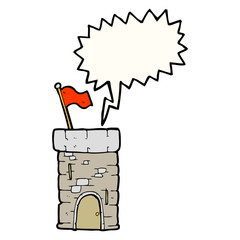 speech bubble cartoon old castle tower