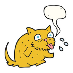 speech bubble cartoon cat blowing raspberry