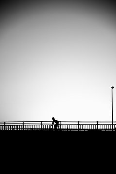 Minimalist style of people under color filter effect sky backgro