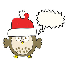 speech bubble cartoon owl wearing christmas hat