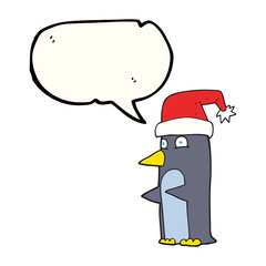 speech bubble cartoon christmas penguin