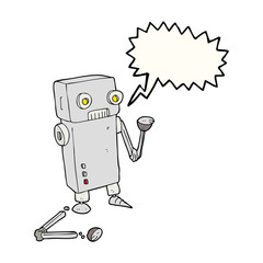 speech bubble cartoon broken robot