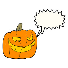 speech bubble cartoon halloween pumpkin