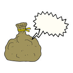 speech bubble cartoon tied sack