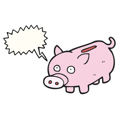 speech bubble cartoon piggy bank