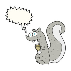 speech bubble cartoon squirrel with nut