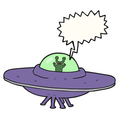 speech bubble cartoon alien spaceship